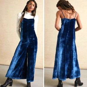 Anthropologie Andromeda Maeve Blue Velvet Jumpsuit